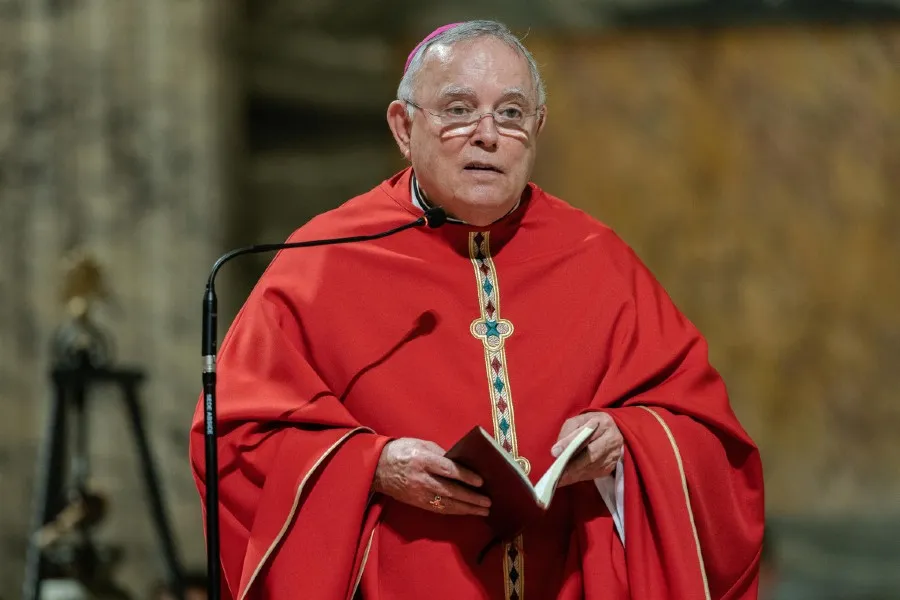 Archbishop Charles Chaput of Philadelphia speaks to members of the U.S. Conference of Catholic Bishops' Region III during their �ad Limina Apostolorum� visit, at the Basilica of Saint Paul Outside the Walls in Rome, on Nov. 27, 2019.?w=200&h=150